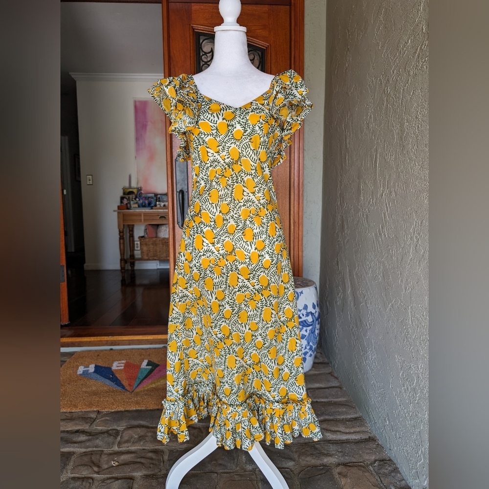 Floral Yellow Ruffle Dress - Picture 2 of 10